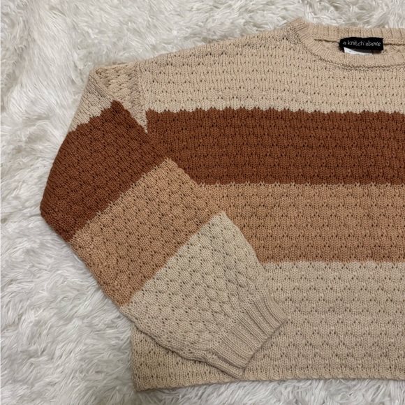 A Knitch Above Sweater Knit Sweater Striped Sweater Wavy Sweater Neutral Sweater - Picture 2 of 5